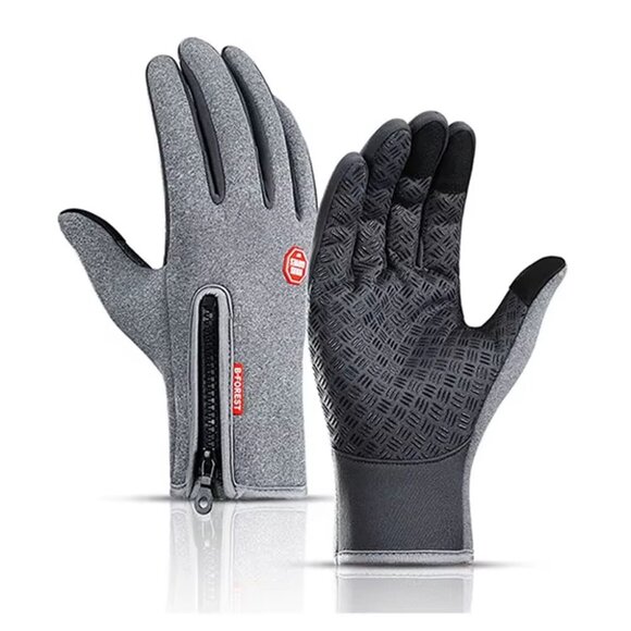 Winter Touchscreen Gloves Grey Windproof Warm Anti-Slip Cycling Outdoor Driving - Picture 1 of 13
